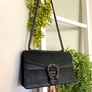 Faux Black Croc Fashion Bag